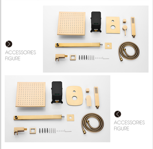 Luxury Brushed <strong>Gold</strong> <strong>Shower</strong> <strong>Head</strong> Concealed Square Rainfall <strong>Shower</strong> <strong>Head</strong> <strong>Shower</strong> System Set - Product Image 5