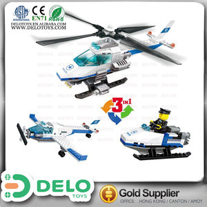 niños juguetes de bloque de construcción serie policía avión de combate aeroplano regalo alta calidad 3in1 DE0083213 - Product Image 1