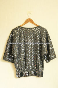 Vintage grey <b>sequins</b> <b>top</b> evening dress ladies <b>top</b> fashion ladies <b>top</b> - Product Image 1