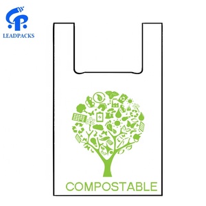 Borse compostabili <span class=keywords><strong>bio</strong></span> dell'amido di mais biodegradabili OEM per lo shopping - Product Image 3