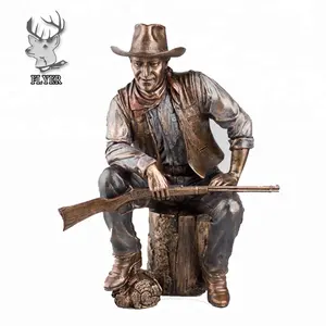 Venda quente flyer escultura tamanho de vida escultura de cowboy resina para venda