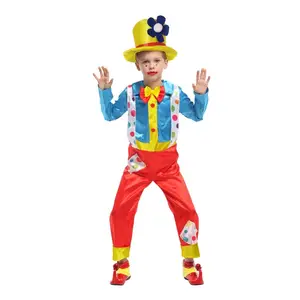 Deluxe di Carnevale Per Bambini Clown Costume Mardi Gras Jester Ragazzi Costume Cosplay Divertente Joker Risatina Re Bambino Circo Clown Costume