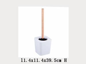 Soporte de cepillo de acrílico para inodoro de Color blanco de gran oferta con tapa de Bambú - Product Image 5
