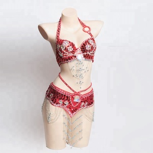 Costume de danse du ventre pour femme, soutien-gorge à perles, ceinture, ensemble <span class=keywords><strong>Sexy</strong></span>, boîte de nuit, <span class=keywords><strong>carnaval</strong></span>, chaîne, ceinture - Product Image 4