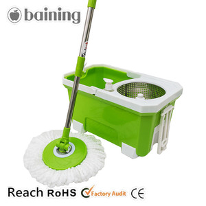 Grande de Acero Inoxidable Cubo Escurridor Cesta Piso Limpieza Fregona Mágica Con Ruedas - Product Image 4