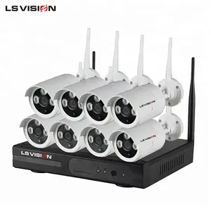 LS Kit NVR Sistem Kamera CCTV Nirkabel, Kit NVR Sistem Kamera CCTV Keamanan Rumah, Rekaman Audio Video 8ch 960P