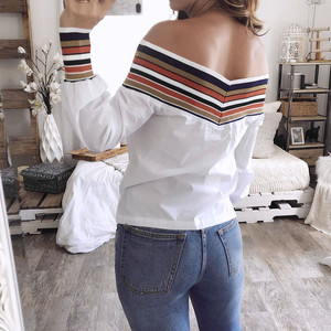 Camicetta donna autunno Casual multicolore manica lunga con spalle scoperte blusas mujer de <span class=keywords><strong>moda</strong></span> plus size - Product Image 2