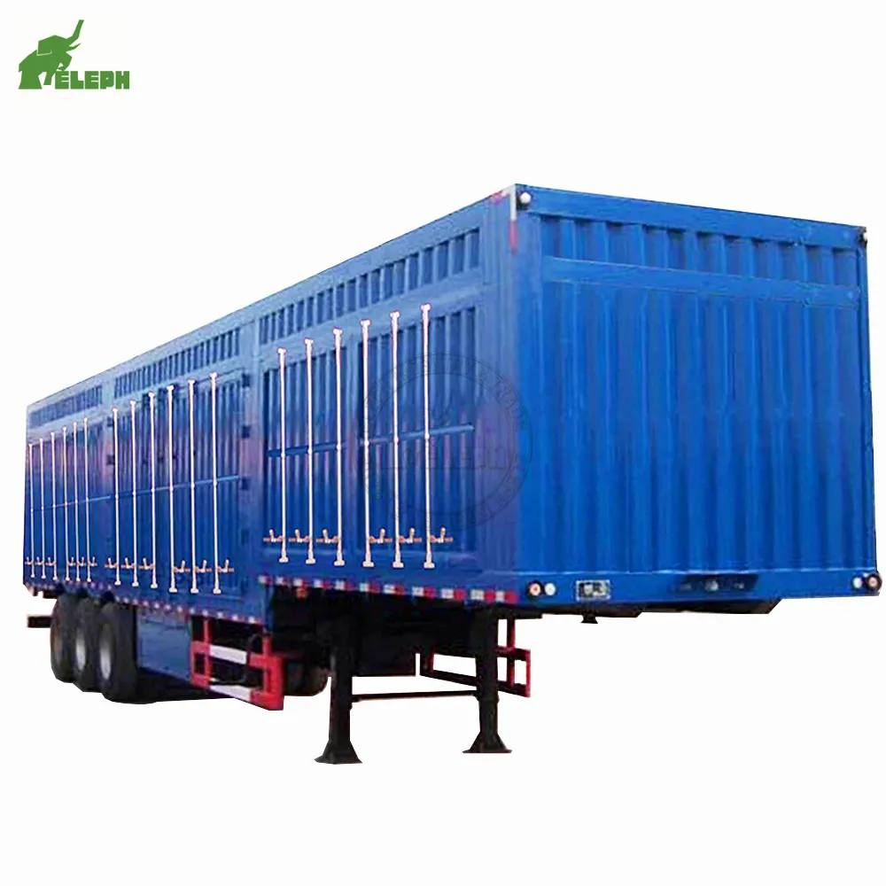 3 Axle Cargo Long-distance Transport Vehicles Closed Utility Cargo Box Semi Trailer With Side Open Door