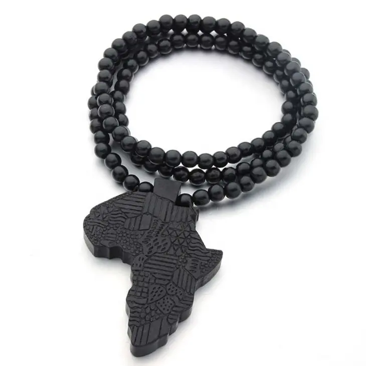 Holz perlenkette Bunte Karte Anhänger HipHop Schmuck Mode Afrika Halskette