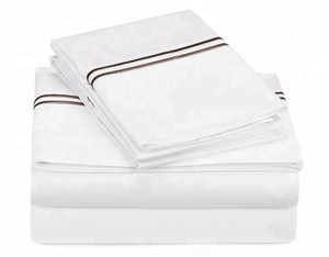 Customized Single <strong>Double</strong> Queen king Luxury Embroidered White Hotel Flat <strong>Sheet</strong> <strong>Bed</strong> <strong>Sheet</strong> <strong>Fitted</strong> <strong>Sheet</strong> Set for Wholesale - Product Image 5