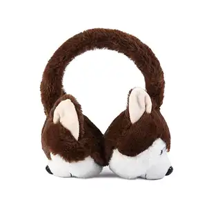 Customized Winter Warm Stuffed Animal Ear Warmer Plush Dog Head Earmuffs