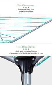 Aluminium Corde À <span class=keywords><strong>Linge</strong></span> Extérieure Dtying Support Volant Rotatif - Product Image 6