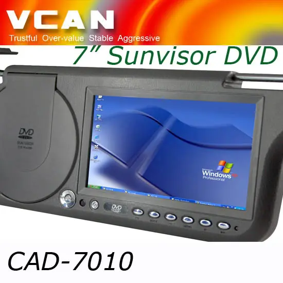 Monitor LCD TFT <span class=keywords><strong>Sunvisor</strong></span> 7 Inci, dengan Pemutar DVD Gratis Wilayah Bawaan