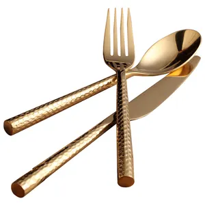 Kit de talheres de aço inoxidável para bife e garfo, talheres de prata luxuosos de aço inoxidável dourado, conjunto de talheres de ouro europeu para restaurante