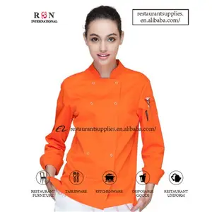 Uniformes de algodón de manga larga para mujer, uniforme de camarero Schef, Chef, chaqueta