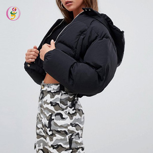 Giacca Bomber Imbottita in Cotone con Cappuccio <span class=keywords><strong>Oversize</strong></span> Nera da <span class=keywords><strong>Donna</strong></span> Trendy 2025 - Chic da Esterno per lo Street Style - Product Image 2