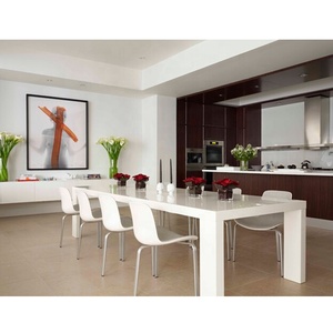 Fancy White Rectangular Solid Surface Bàn Ăn Bàn Acrylic Cho 8 Người - Product Image 1