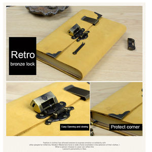 Tùy Chỉnh LOGO Dập Nổi Handmade Cao Cấp Vintage Leather <span class=keywords><strong>Notebook</strong></span> A5 Nhật Ký Với Khóa Và Chìa Khóa - Product Image 6