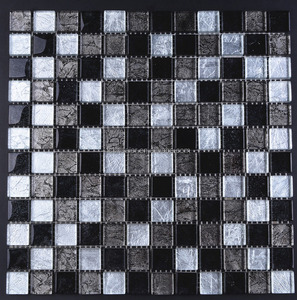 Mosaïque de verre en feuille noire et argentée polie à paillettes pour mur, crédence de cuisine - Product Image 2