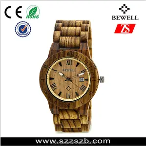 2016 Hecho A Mano 100% Natural bewell madera Respetuoso Del Medio Ambiente Impermeable reloj de lujo al por mayor