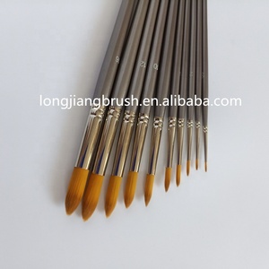 Lot de 10 pinceaux ronds en nylon synthétique avec manche en bois de bouleau et virole en laiton pour la <span class=keywords><strong>peinture</strong></span> à l'aquarelle des enfants à l'école - Product Image 5