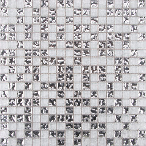 Mosaico de vidrio roto, cristal transparente, cromo, galvanizado de plata, borde de pared, cocina, baño, salpicadura, azulejo - Product Image 2