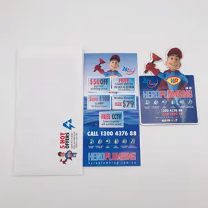 Encanamento de publicidade cartão de imã de geladeira com dl panfleto de papel e envelope embalagem
