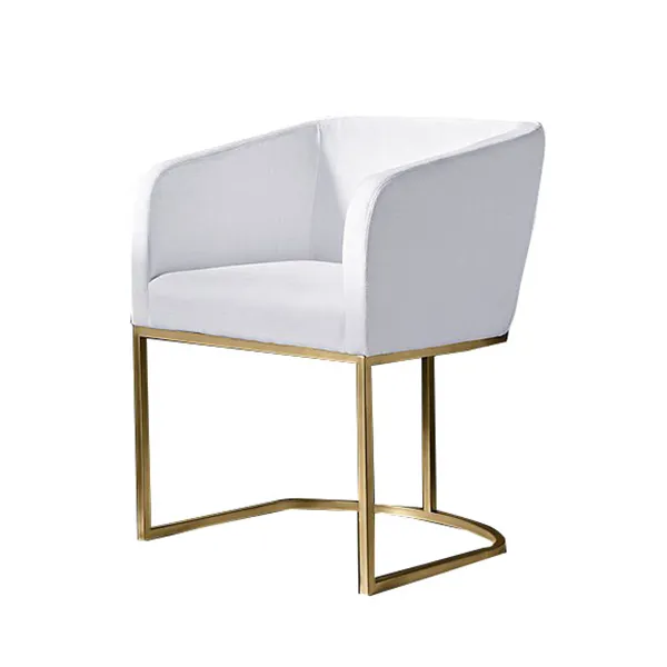 Elegant metal tube leg dining chair, unique frame style fabric sofa chair, single seat dining room chair