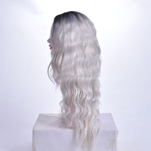 Aishili Fabbrica Ingrosso 2026 Migliori Vendite <span class=keywords><strong>Parrucca</strong></span> Sintetica <span class=keywords><strong>Lunga</strong></span> Ondulata 22 Pollici Colore Ombre da Nero a Argento per Donna - Product Image 5