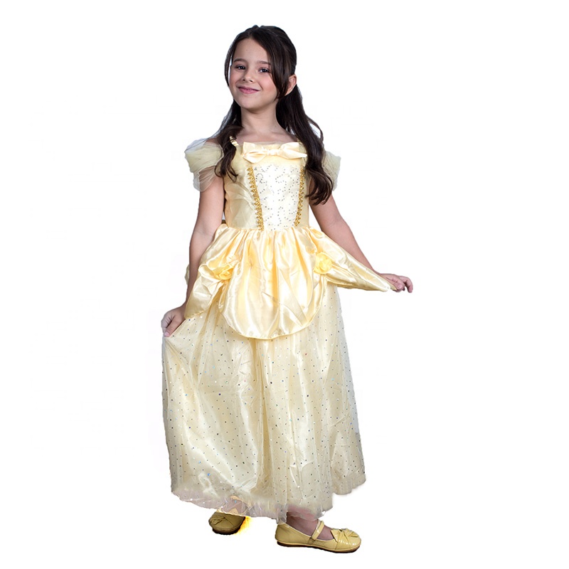 Girl 3-12 Years Princess Kids Retro Satin Bow Mesh Sequined European Princess Dress