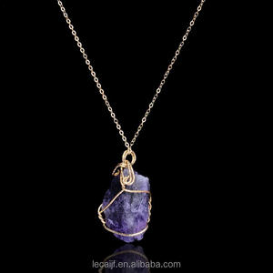 Collier en pierre naturelle, collier avec pendentif enroulé <span class=keywords><strong>de</strong></span> fil, bijoux <span class=keywords><strong>de</strong></span> mode, accessoires d'importation - Product Image 6