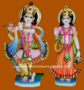 Belles Sculptures multicolores en marbre blanc, 15 cm, déesse et Radha Krishna, Sculptures debout, pour la décoration de la maison