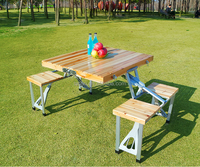 Style populaire camping bois table de pique-nique pliante avec 4 sièges