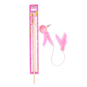 Muestra gratis, pluma de pájaro volador, palo de plástico, juguete interactivo para gatos, Teaser Dangler con anillos de cascabel - Product Image 5