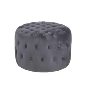 Carlford OEM Grey المخملية Pouf ، قماش عثماني المخملية البراز ، كبير العثماني غرفة المعيشة النسيج القدم البراز