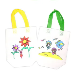 Non-woven Fabric Bag Children Cute Cartoon DIY Coloring Graffiti Bag Boys Girls Handheld Non-Woven Fabric Bags