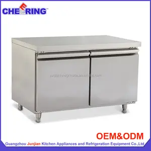 kitchen manufacturer refrigeration equipment double door counter stainless steel refrigerator with CE in guangzhou