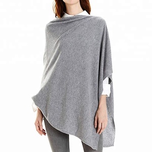 Elegant winter women pure cashmere jersey draped poncho shawl