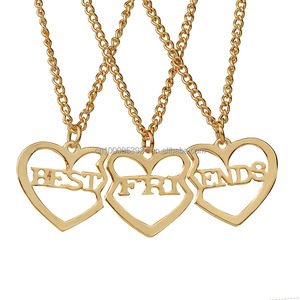 Set di 3 Collane con Ciondolo a Forma di <span class=keywords><strong>Cuore</strong></span> Traforato con Scritta 'Best Friends Forever' per Migliori <span class=keywords><strong>Amiche</strong></span>, Gioielli alla Moda - Product Image 2