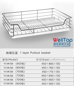 Cesta Extraíble de Acero Inoxidable para Cocina, Moderna, Multifuncional, Montaje Lateral VT-09.520 - Product Image 4