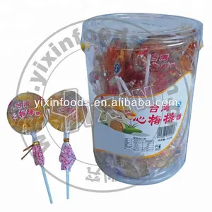 Rotonda e piatta lollipop con acido prugna