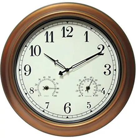 Relógio de parede externo de 18 polegadas, grande, com termômetro e higrômetro