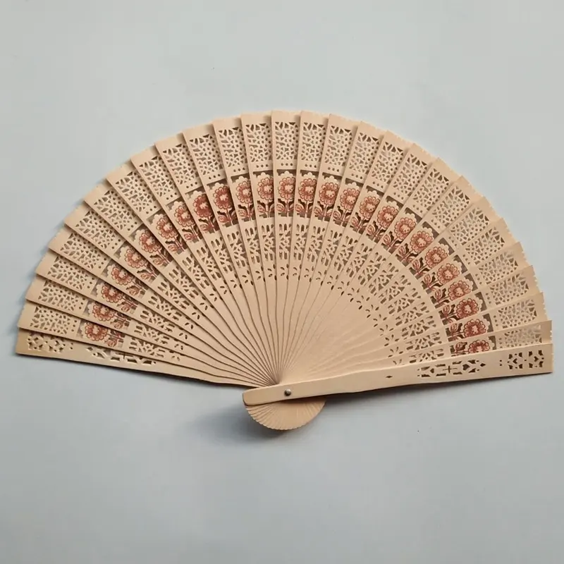 [I AM YOUR FANS] OEM Hollow Sunflower Wooden folding Hand Fan Gifts For Wedding Party Guest Souvenir Business Gift