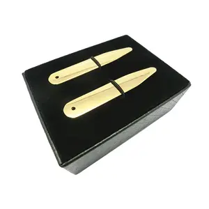 Wholesale garment accessories shirt collar stay gold plated zinc alloy metal collar stays for men