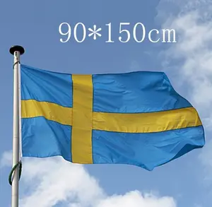 Hot Bán polyester in ấn thụy điển quốc gia cờ Thụy Điển cờ sử dụng trên xe