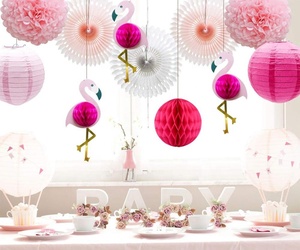 Lanternes tropicales à thème de flamand rose, nid d'abeille, fête, pompons, fleurs en papier, éventail en papier, pour décor d'été hawaïen, pièces - Product Image 4