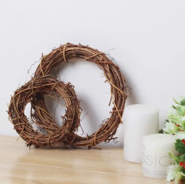 Natural Grapevine Rattan Wreaths Ring Christmas Circle Rattan Festive Shop Window Door Hanging