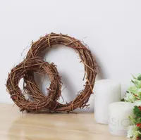 Anel de wreaths grapevine natural, anel de rattan natural, círculo de natal, loja de festa, janela, porta, pendurada