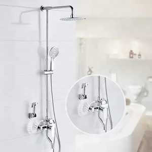 Chrome Bathroom Bath Rain Shower Set Fapully High Quality Bathroom Wall Mounted Brass Silver Modern Contemporary Ceramic CN;ZHE