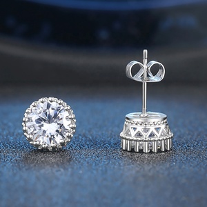 Commercio all'ingrosso di Stile Coreano Semplice CZ Orecchino 18 K <span class=keywords><strong>Oro</strong></span> <span class=keywords><strong>Bianco</strong></span> Placcato Taglio Rotondo di Cristallo Austriaco <span class=keywords><strong>Orecchini</strong></span> Della Vite Prigioniera <span class=keywords><strong>per</strong></span> la Ragazza Sposa e848 - Product Image 4